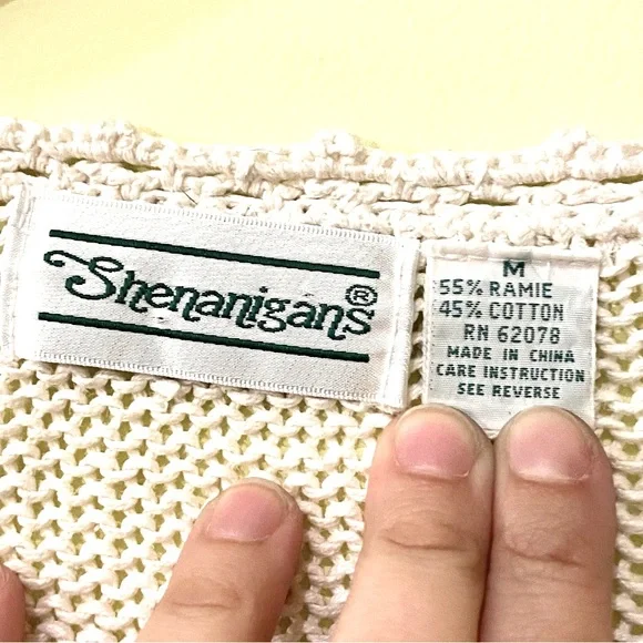 Vintage cotton / ramie sweater Aran style sweater - Picture 7 of 11